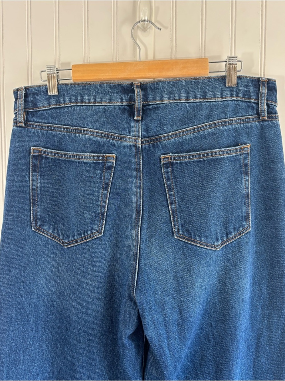 Talbots Loft Wide Leg Cropped Jeans Cuffed Hem High Rise Size 12 Cotton Relaxed - Picture 7 of 13